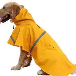 Yellow Dog Raincoat with Blue Stripe